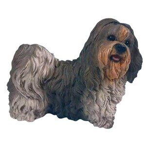 SHIH-TZU Dog Figurine by CASTAGNA Vintage 1990 Made in ITALY Realistic Glass Eye